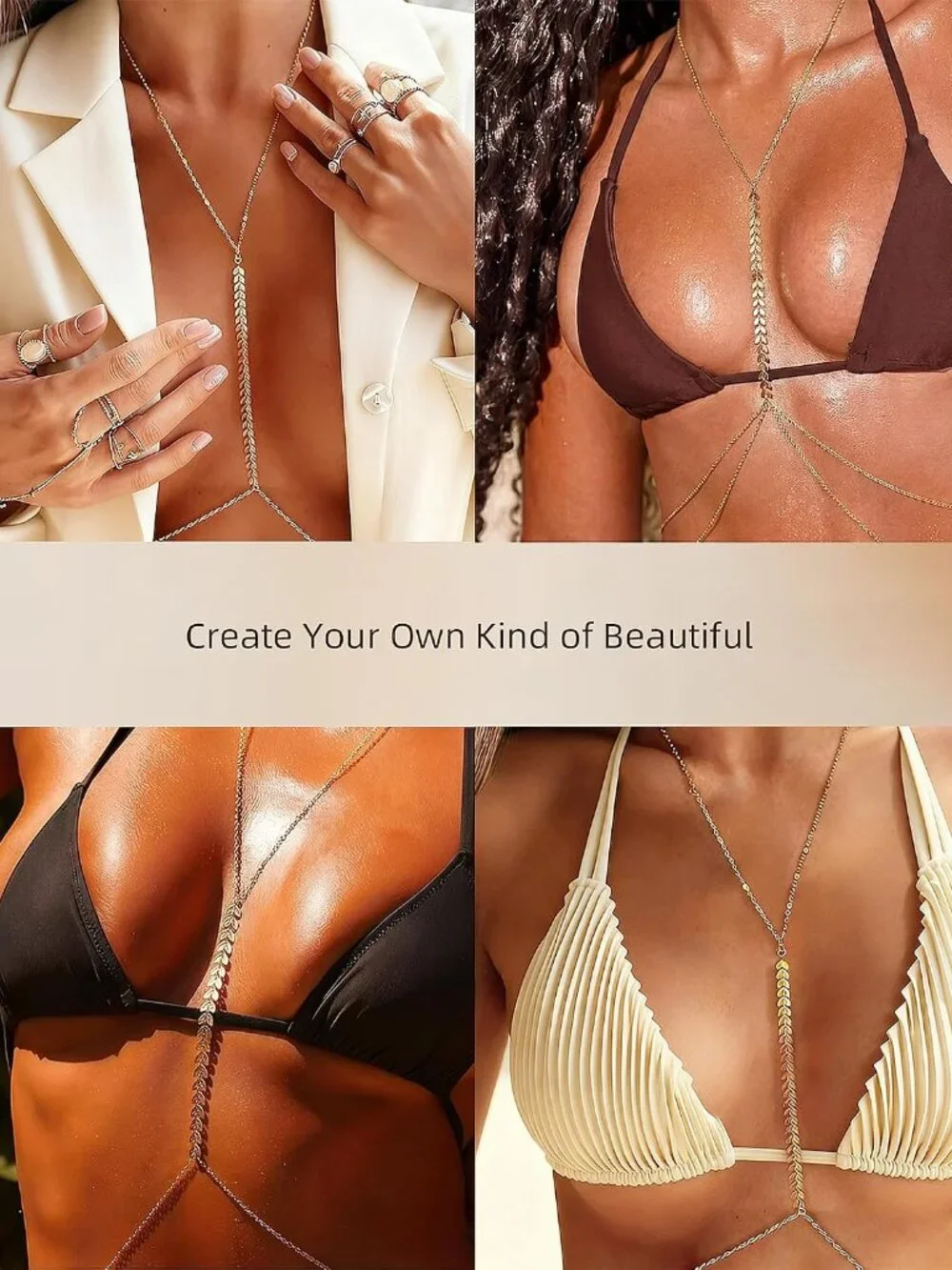 Hypoallergenic Waterproof 18K Gold Body Chain: Dainty 316L Surgical Stainless St